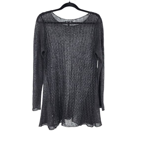 Eileen Fisher Knit Long Sleeve Linen Black Long System Sweater Size Large - Picture 4 of 4